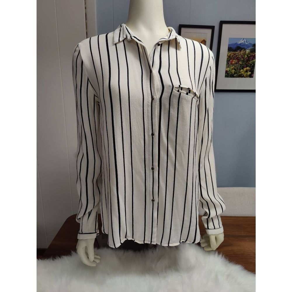 Zara Basic Button-Down Long Sleeve Blouse - image 1